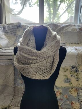 French Connection Cozy Cream open  Knit Infinity Scarf